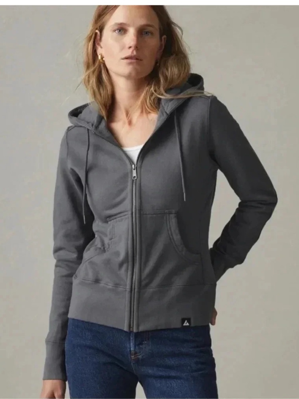 American Giant Women's Classic Full Zip Hoodie Grey Size Small